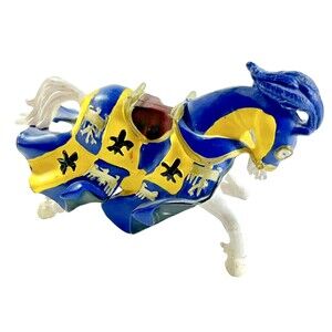 Papo Medieval Knight Blue and Gold Jousting Horse 2002 Vintage Toy Horse Figure